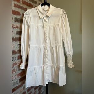 Wayf Tiered Shirtdress in white/ivory | size Large